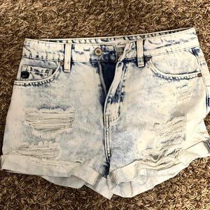 KanCan Acid Washed Shorts Size Small Womens White Wash Rolled Cuff